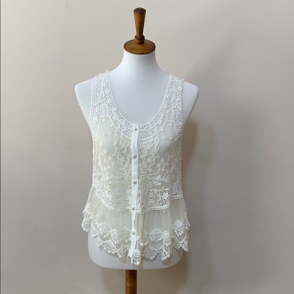 Venus Ivory button up lace vest